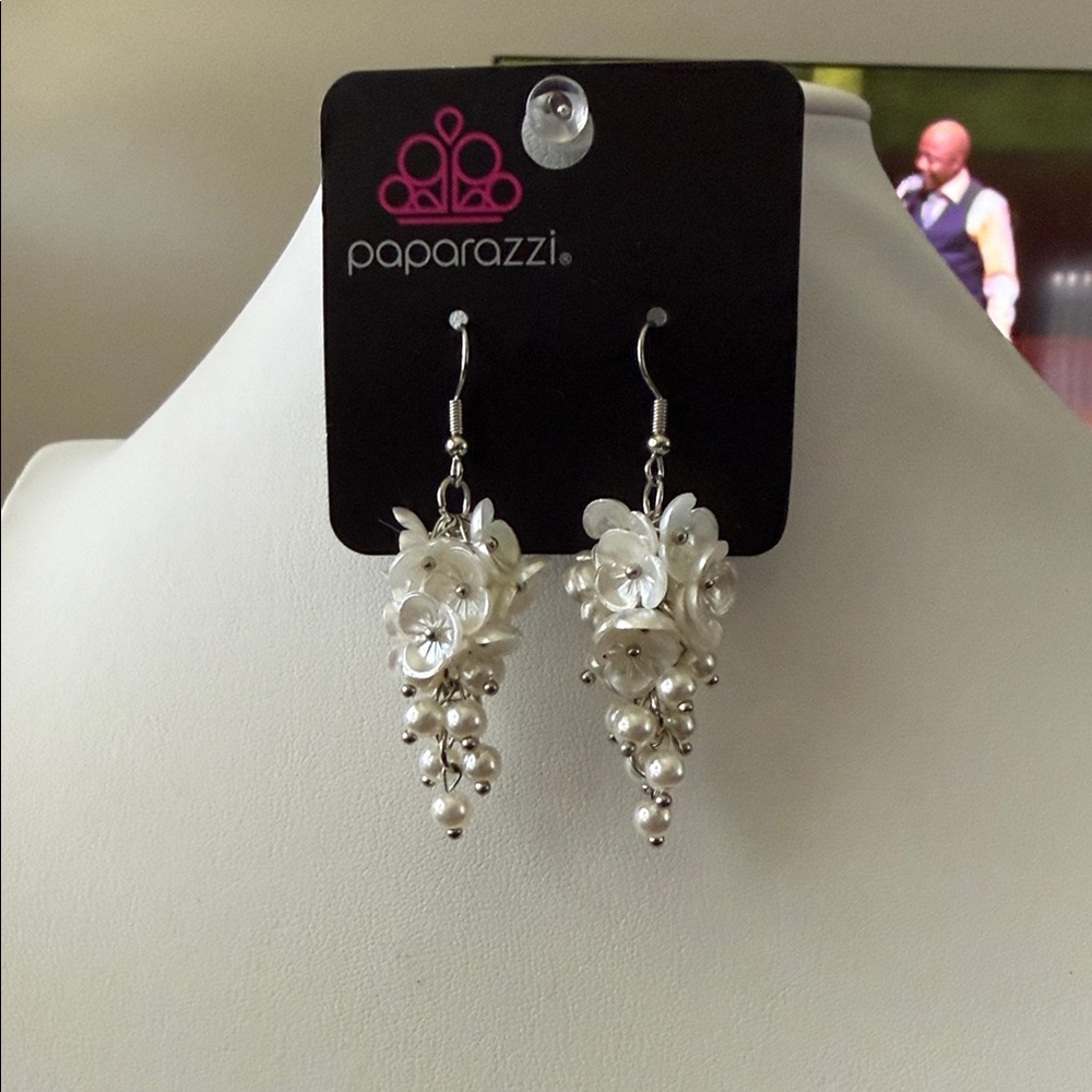 Paparazzi Ivory Blossom Earrings